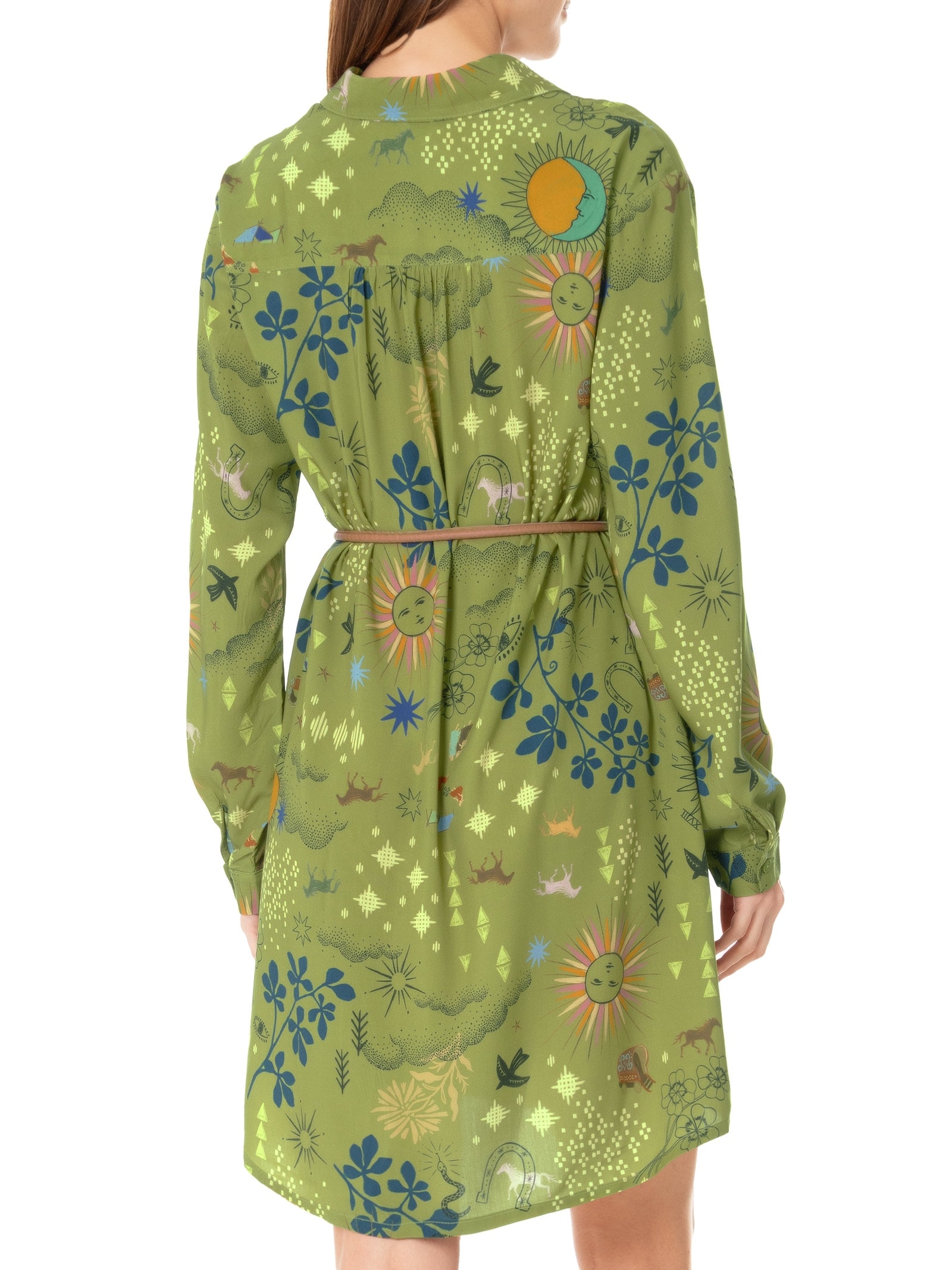 Vestido Curto Estampado Jornada Verde Cantão