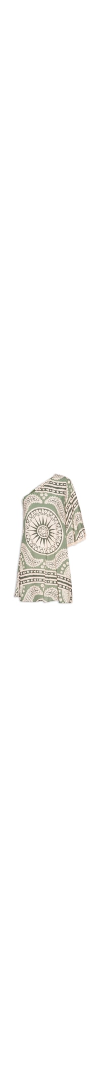 Vestido Curto Estampado Manga Franja - Verde
