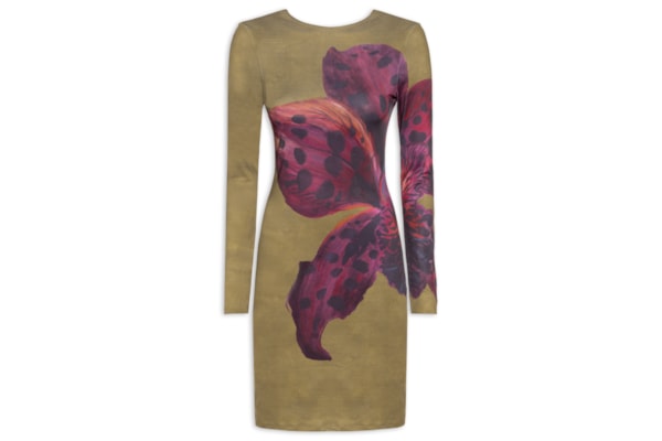 Vestido Curto Estampado - Marrom