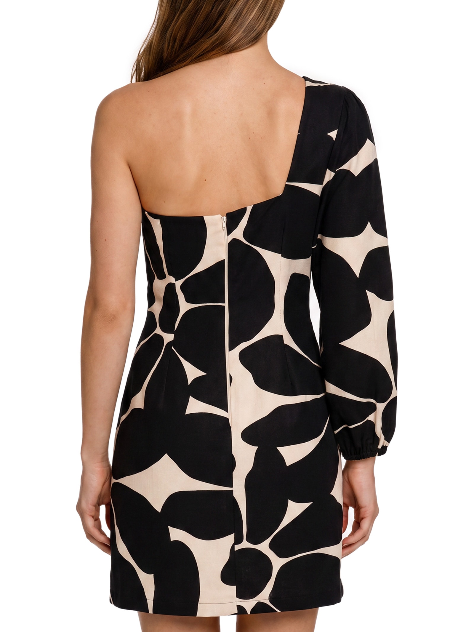 Vestido Curto Estampado Ombro Amarração Preto Cacay