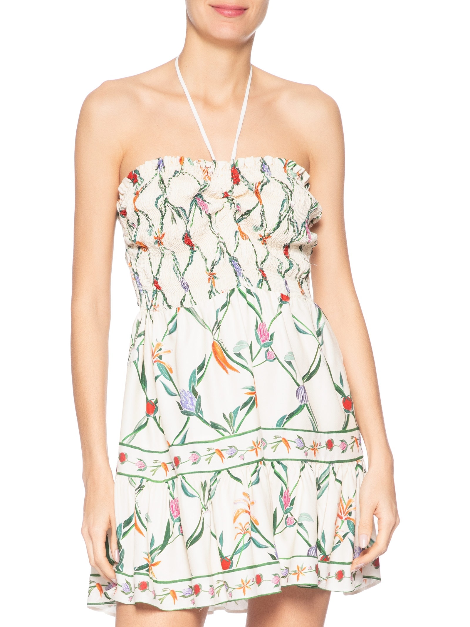 Vestido Curto Feira de Legumes Branco Farm