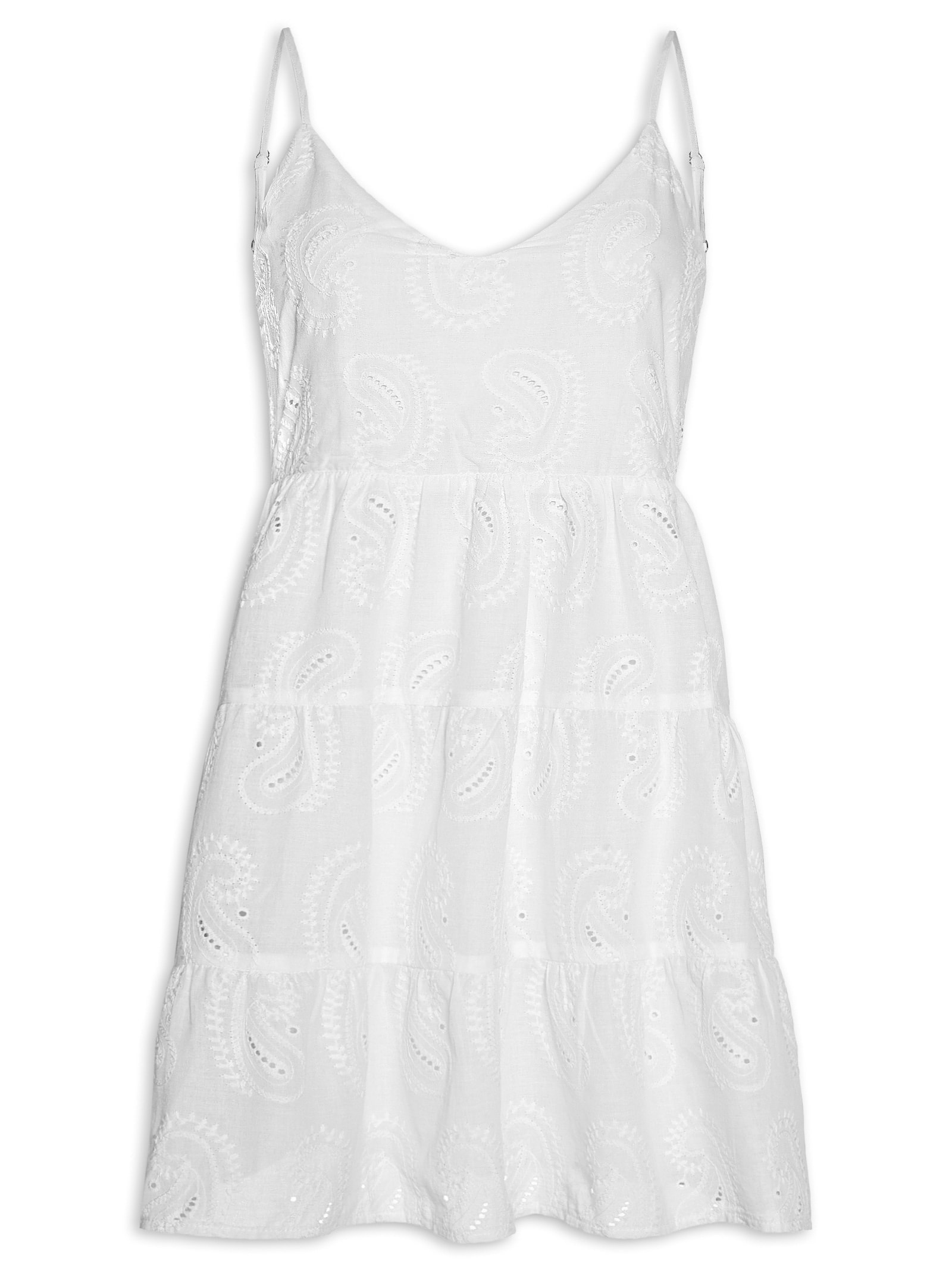 Vestido Curto Feminino Em Laise Branco Market 33