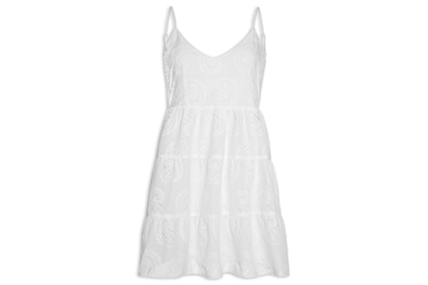Vestido Curto Feminino Em Laise - Branco