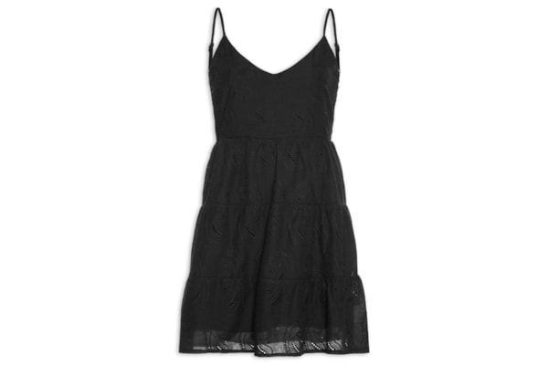 Vestido Curto Feminino Em Laise - Preto
