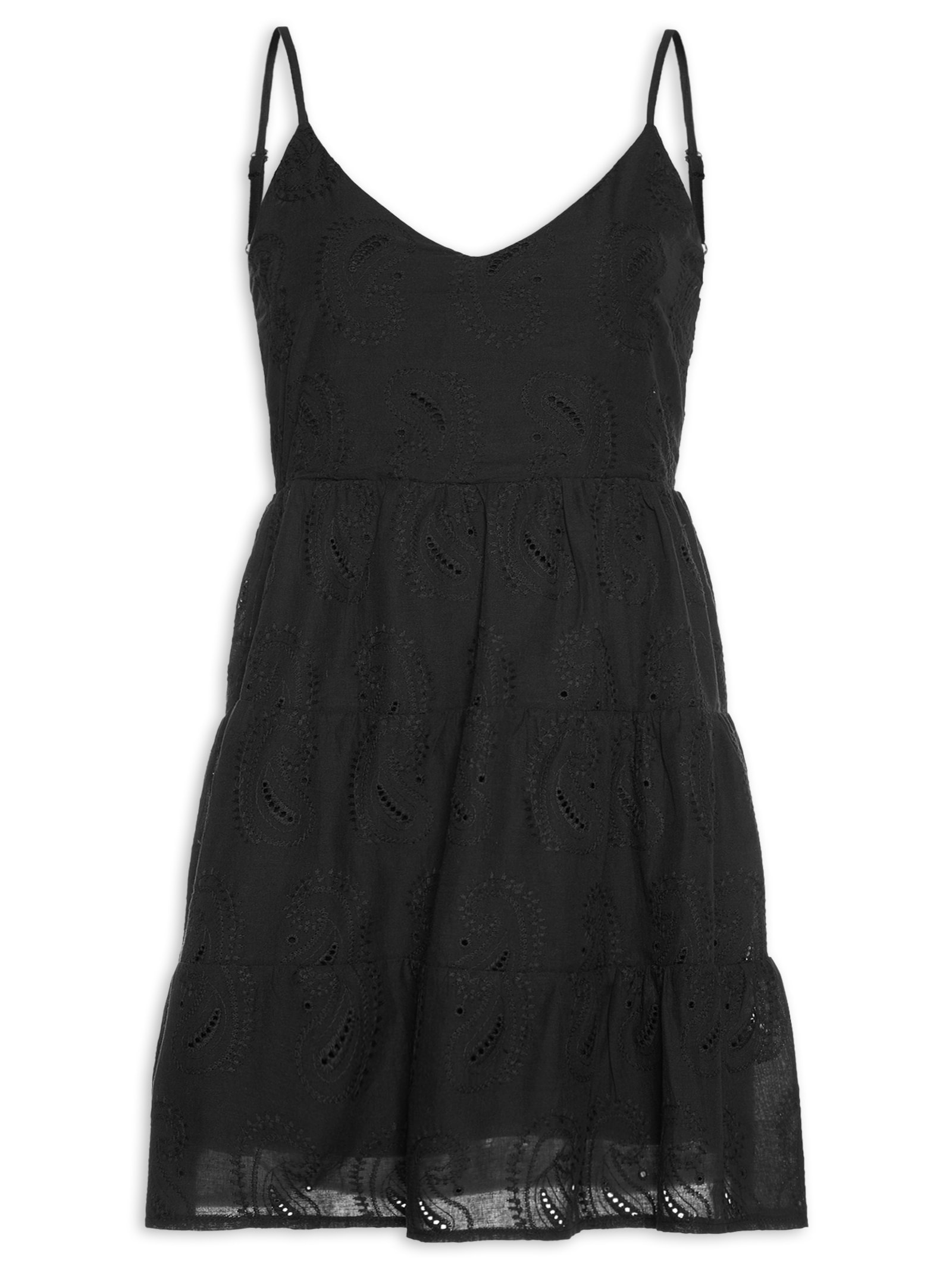 Vestido Curto Feminino Em Laise Preto Market 33