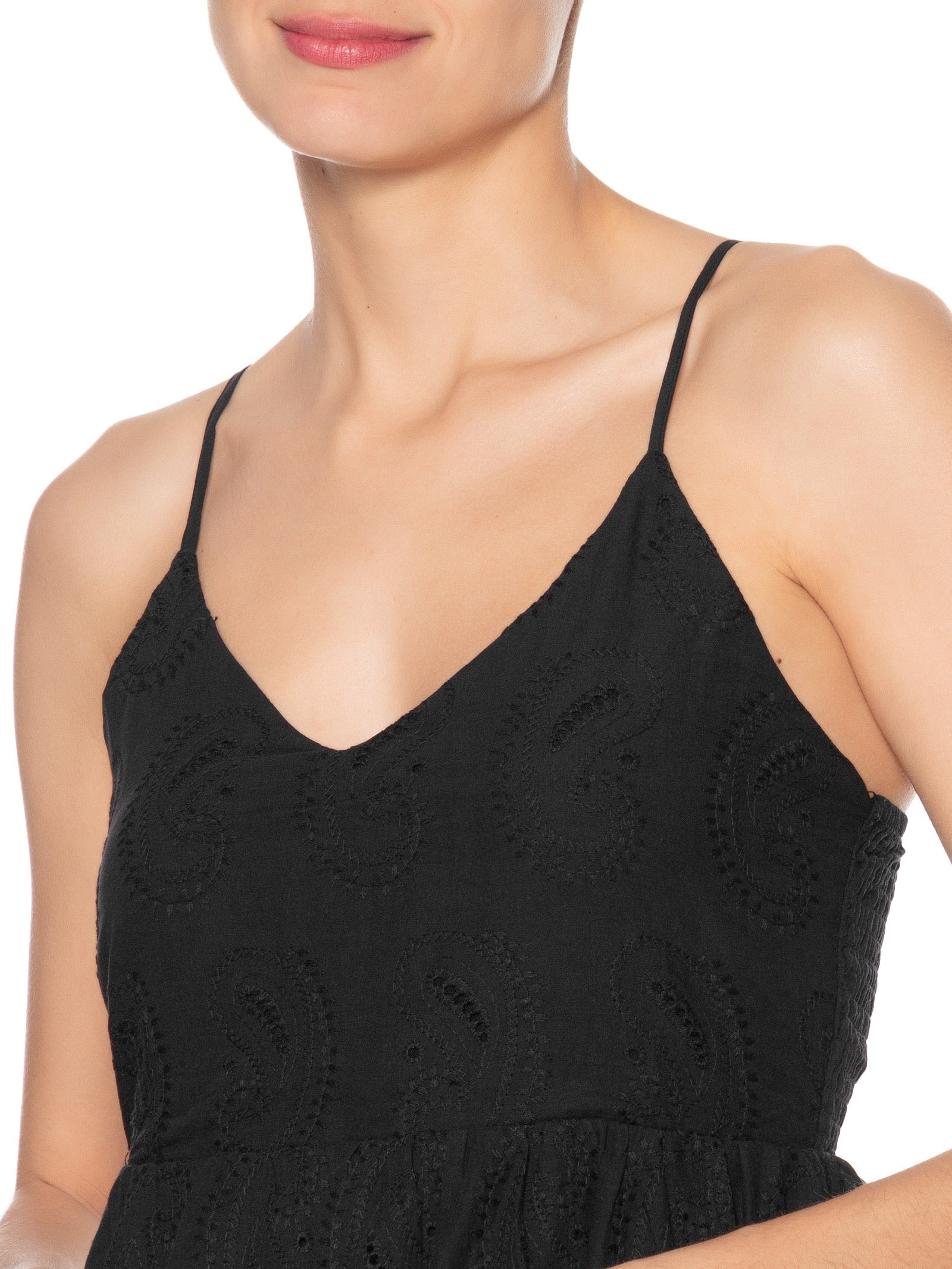 Vestido Curto Feminino Em Laise Preto Market 33