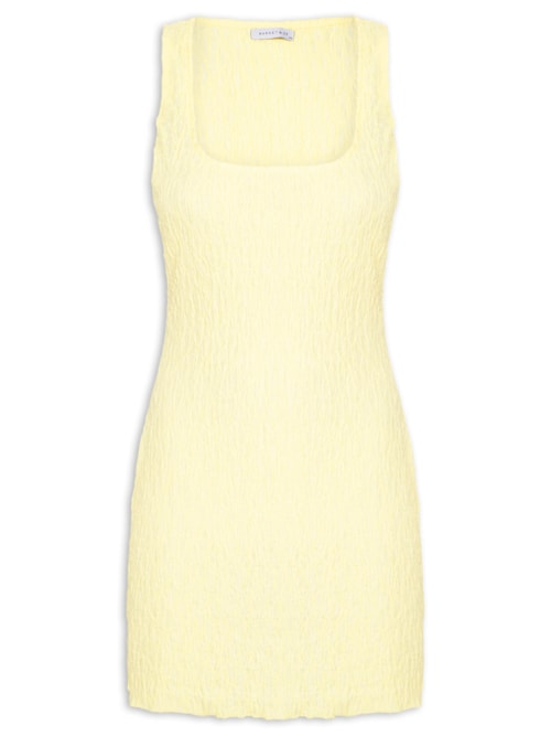 Vestido Curto Feminino Texturizado – Amarelo