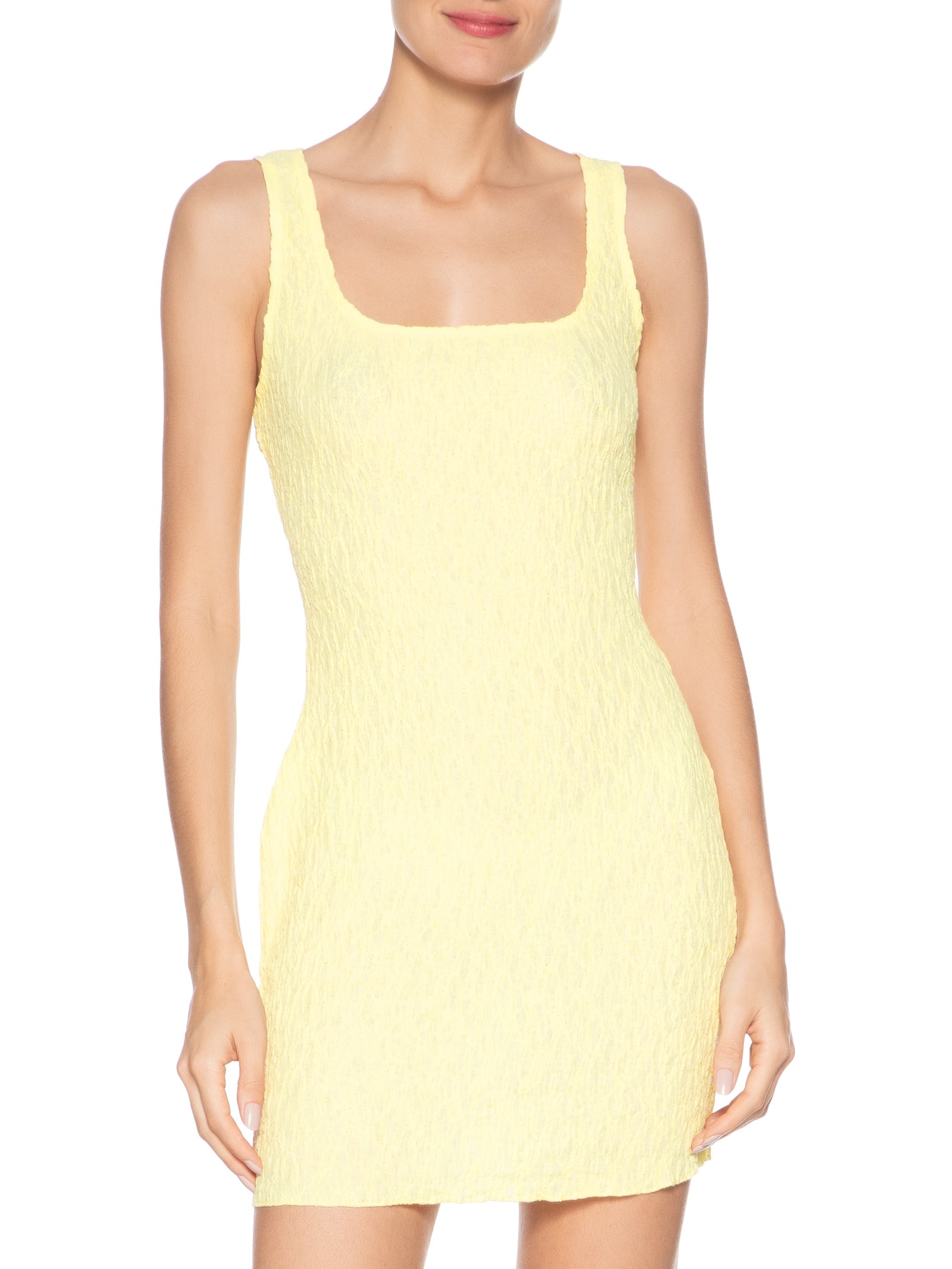 Vestido Curto Feminino Texturizado Amarelo Market 33