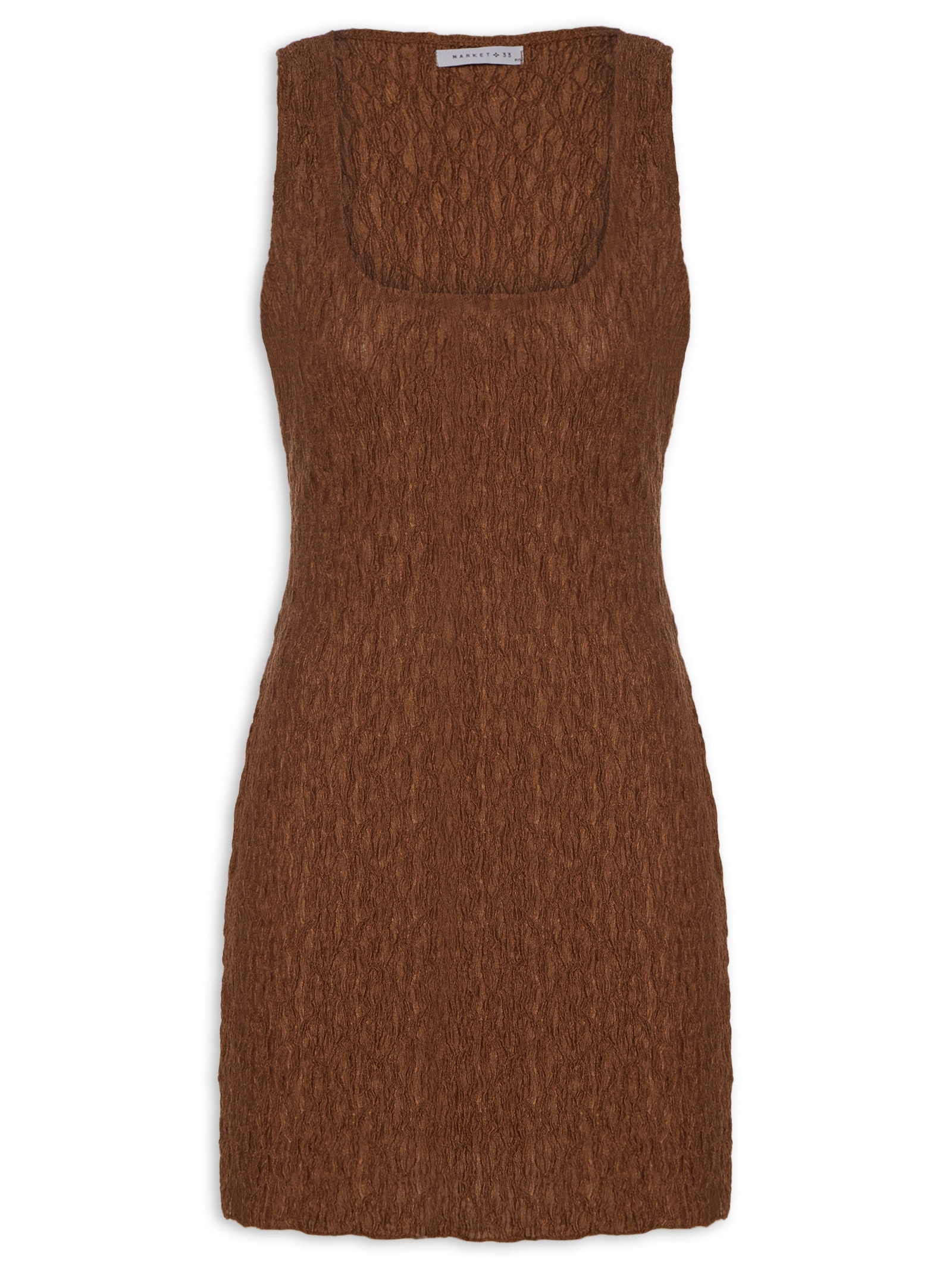 Vestido Curto Feminino Texturizado Marrom Market 33