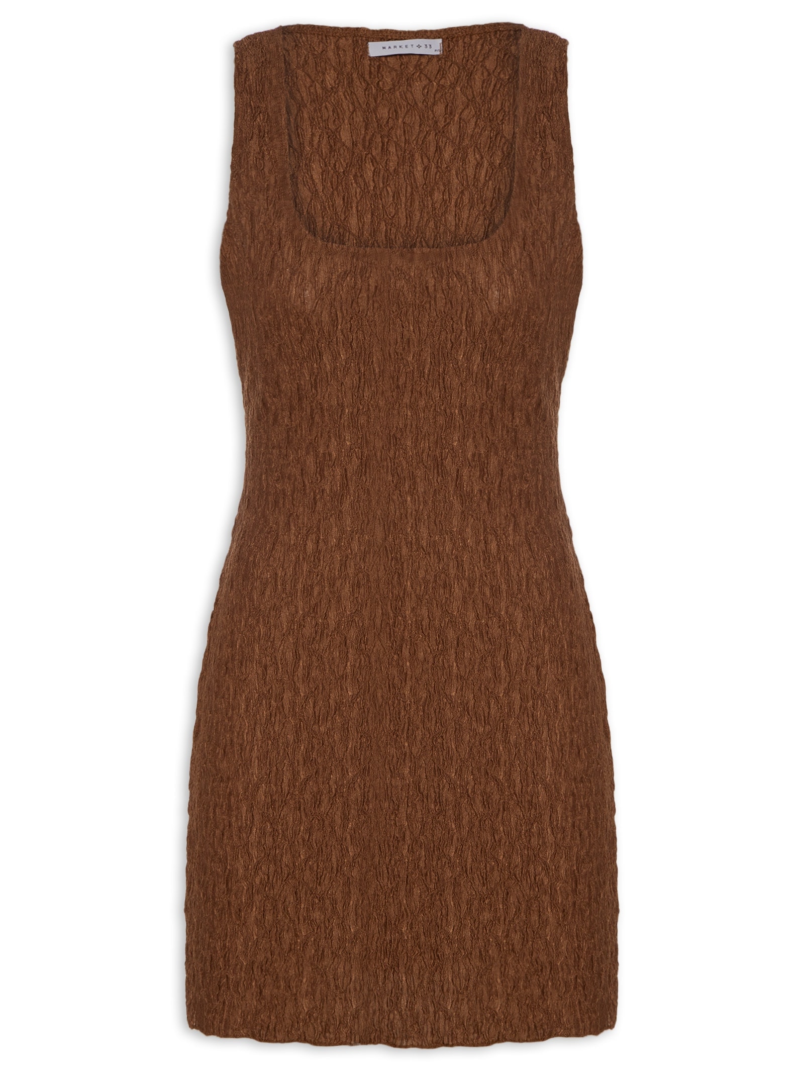 Vestido Curto Feminino Texturizado Marrom Market 33
