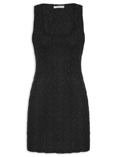 Vestido Curto Feminino Texturizado – Preto