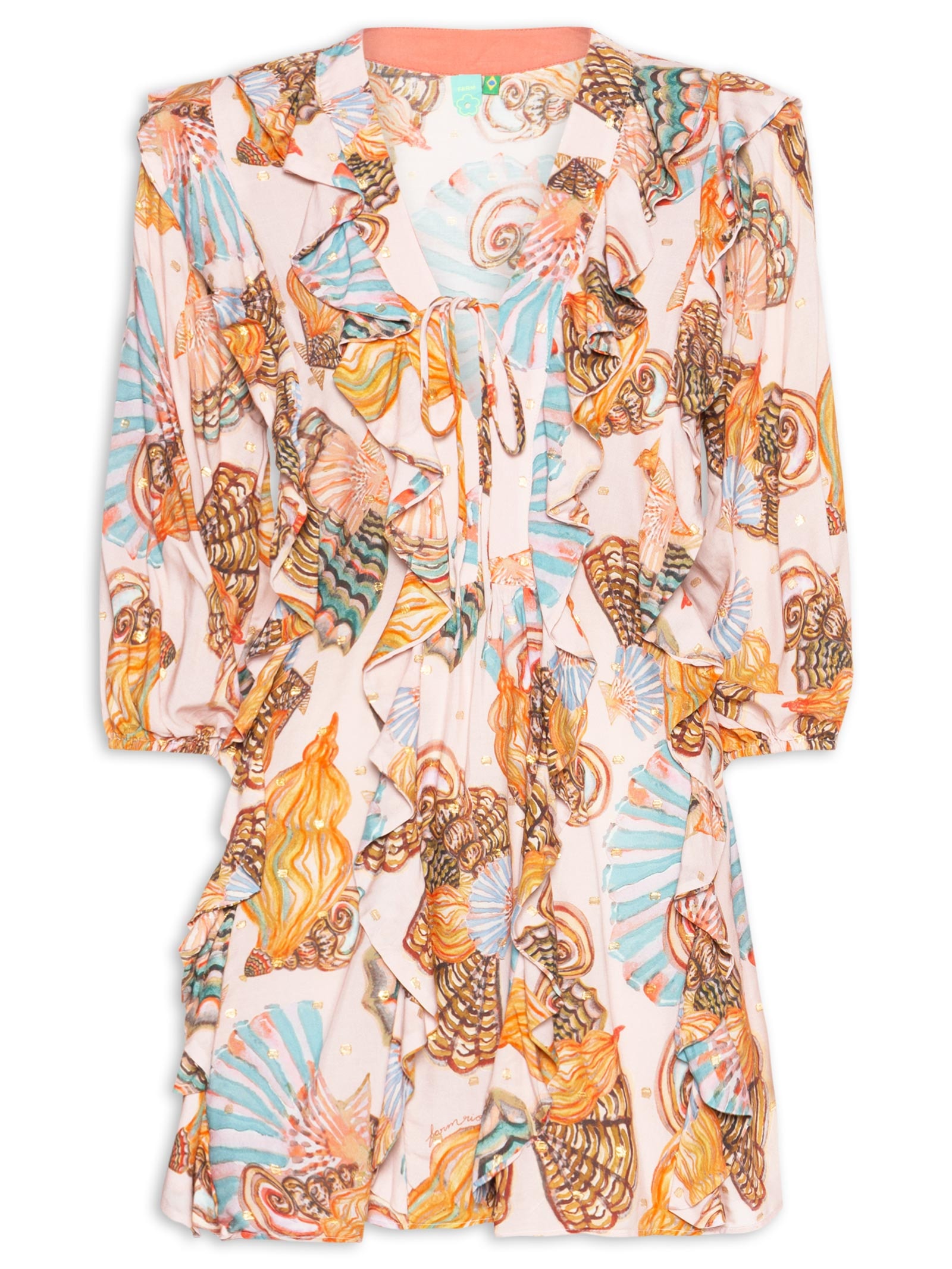 Vestido Curto Festa De Concha Rosa Farm