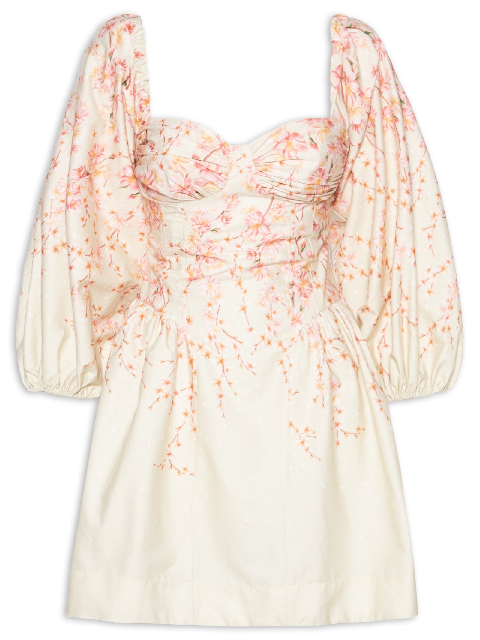 Vestido Curto Flor De Cerejeira Verde Farm