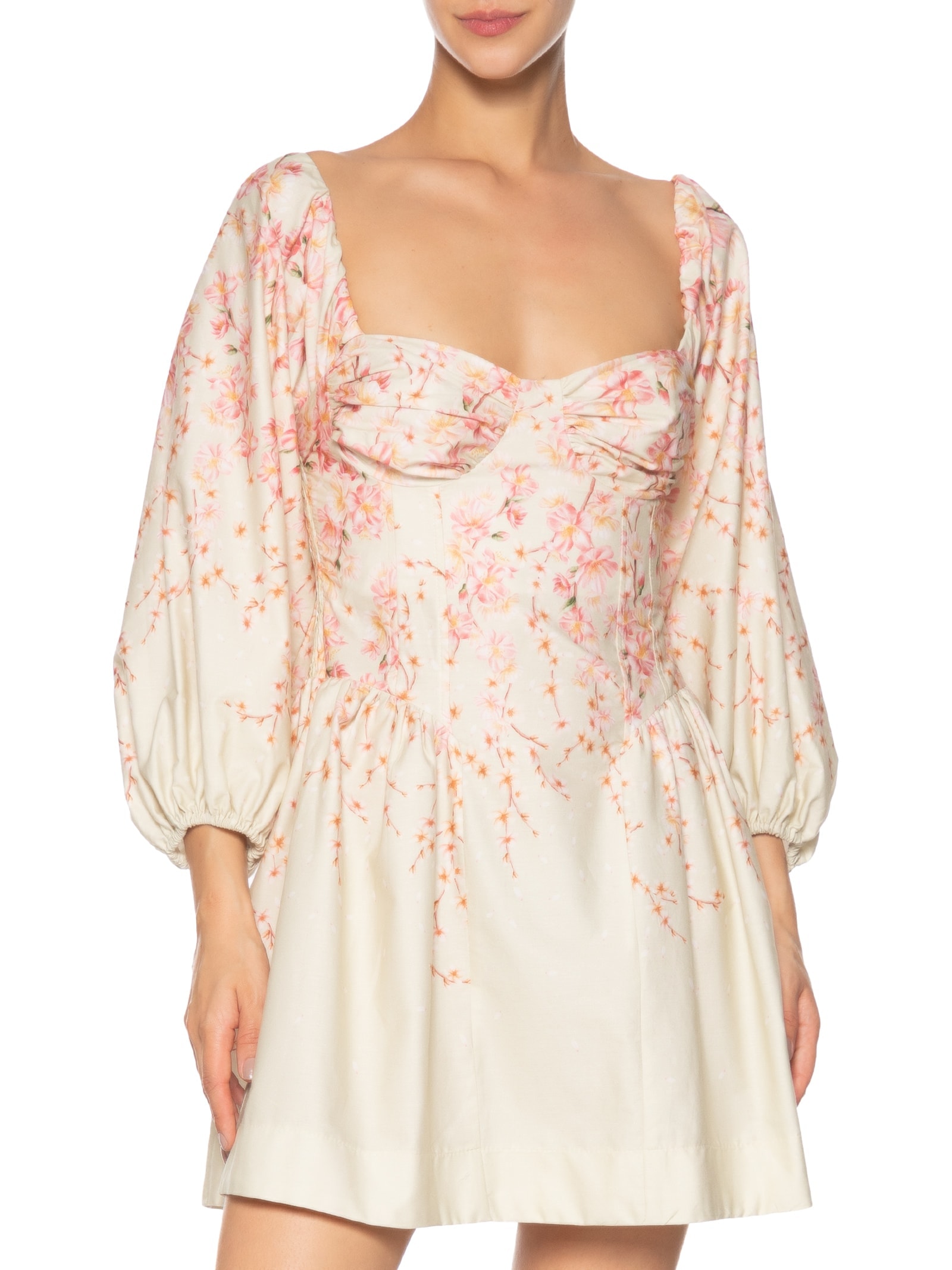 Vestido Curto Flor De Cerejeira Verde Farm