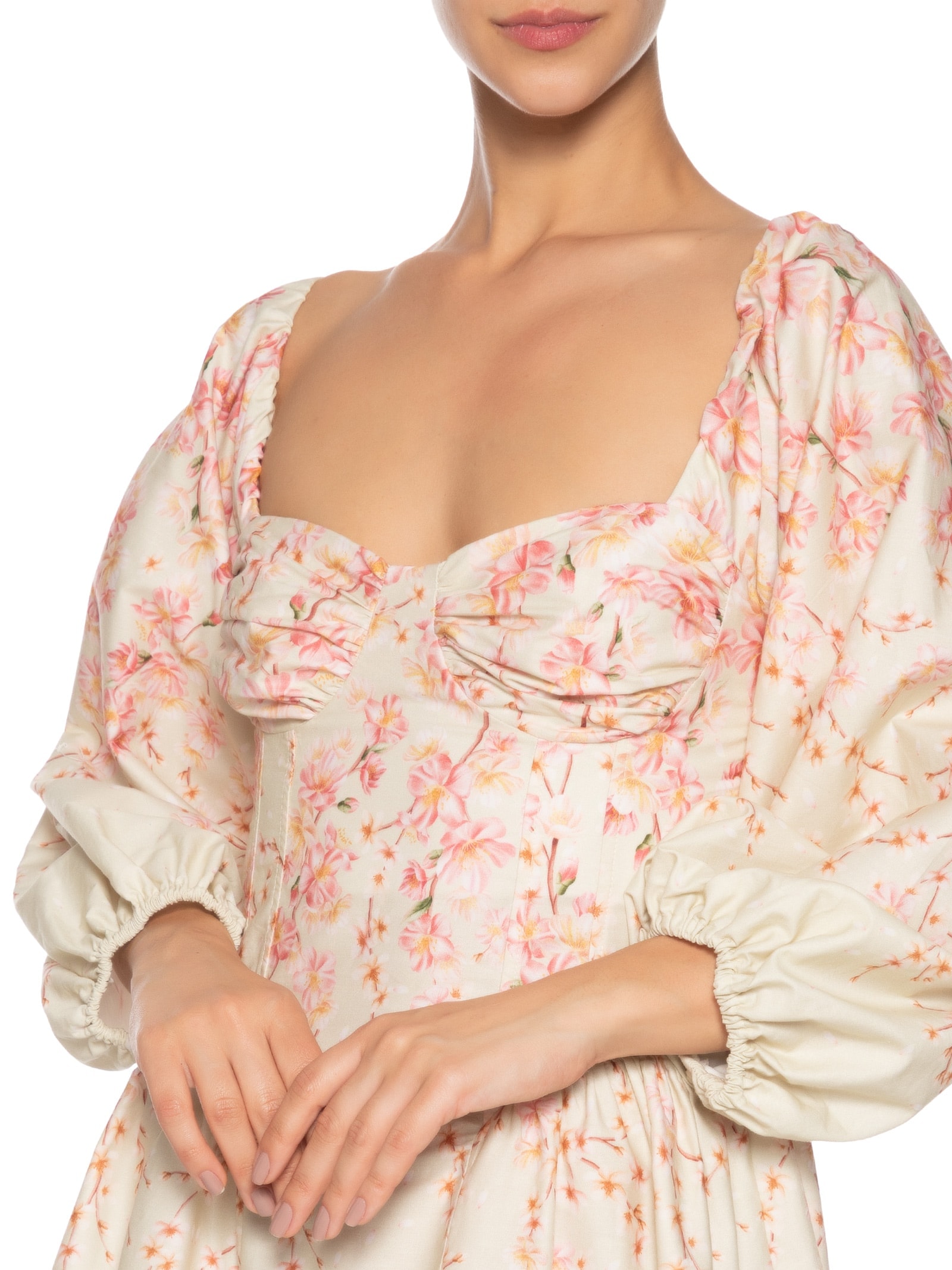 Vestido Curto Flor De Cerejeira Verde Farm