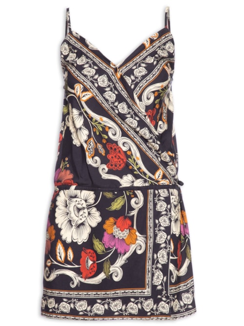 Vestido Curto Flor de Fita – Preto