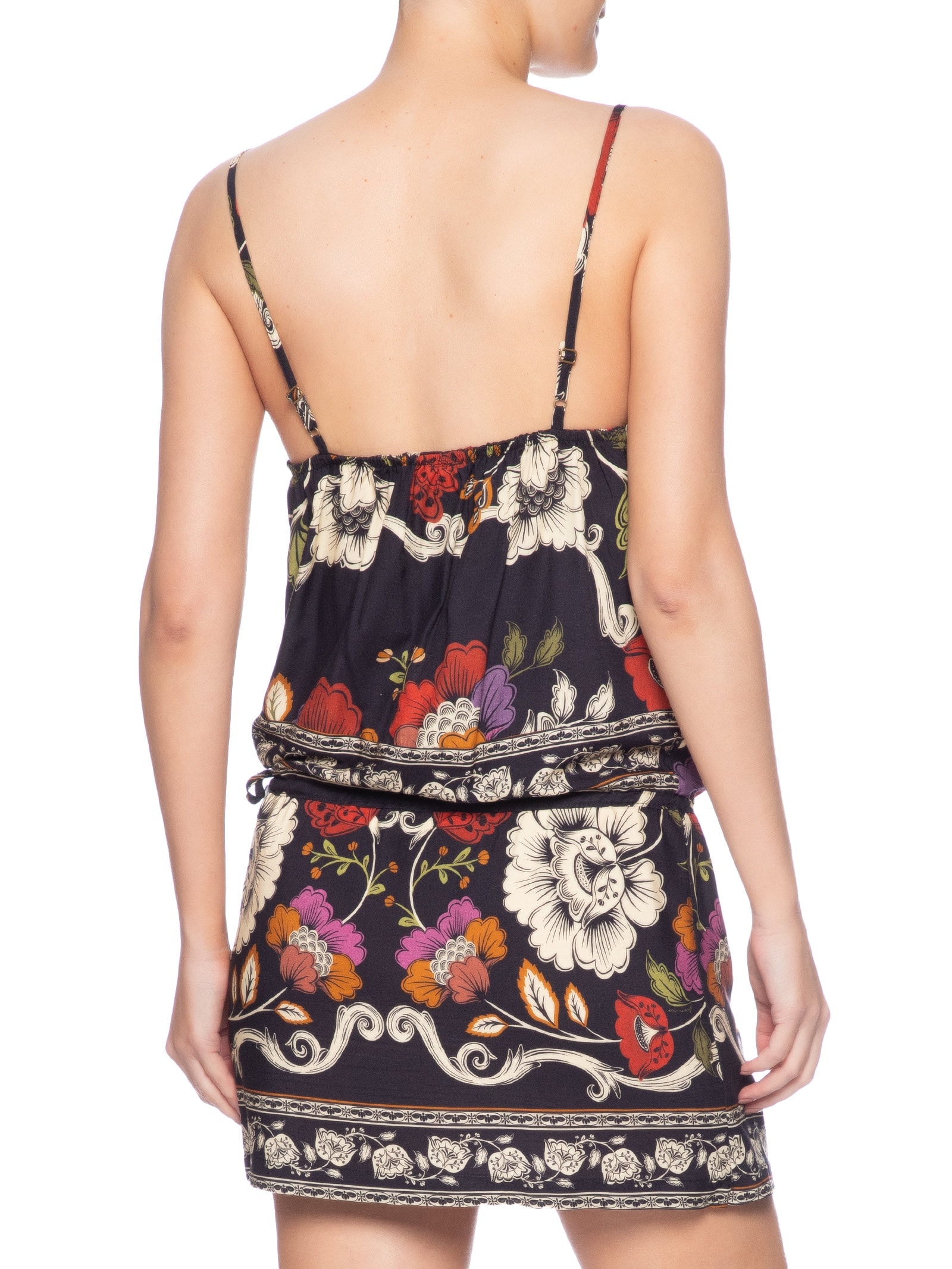 Vestido Curto Flor de Fita Preto  Farm