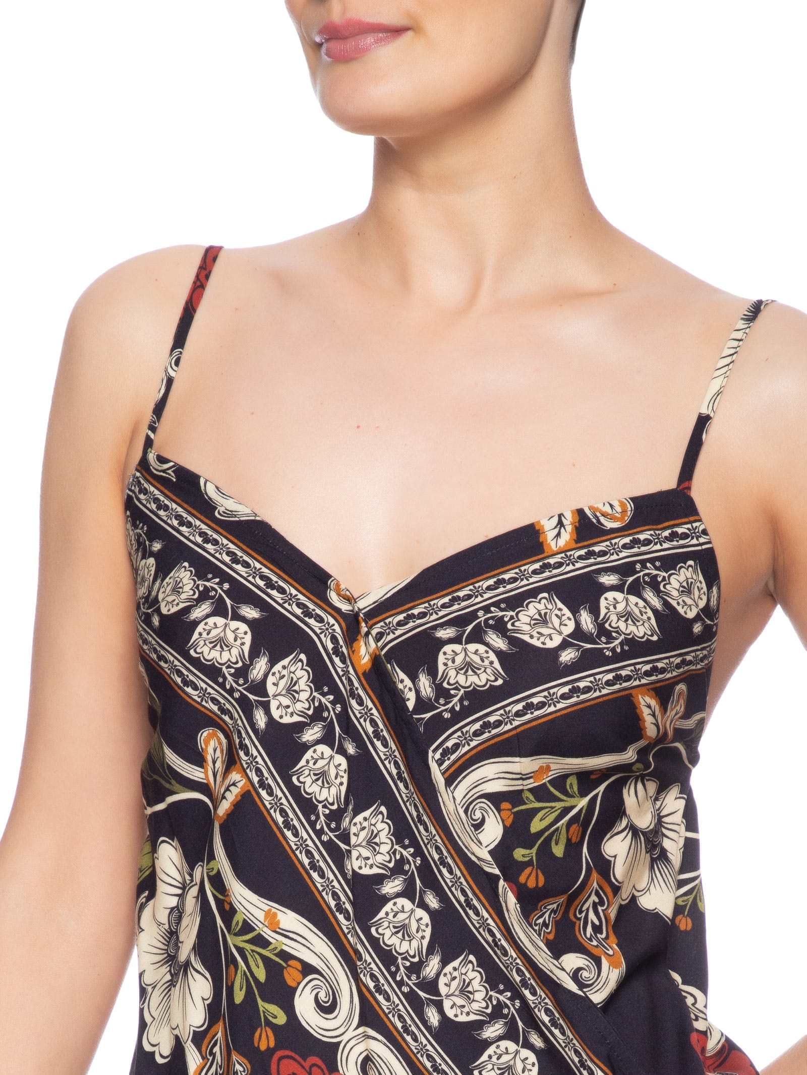 Vestido Curto Flor de Fita Preto  Farm