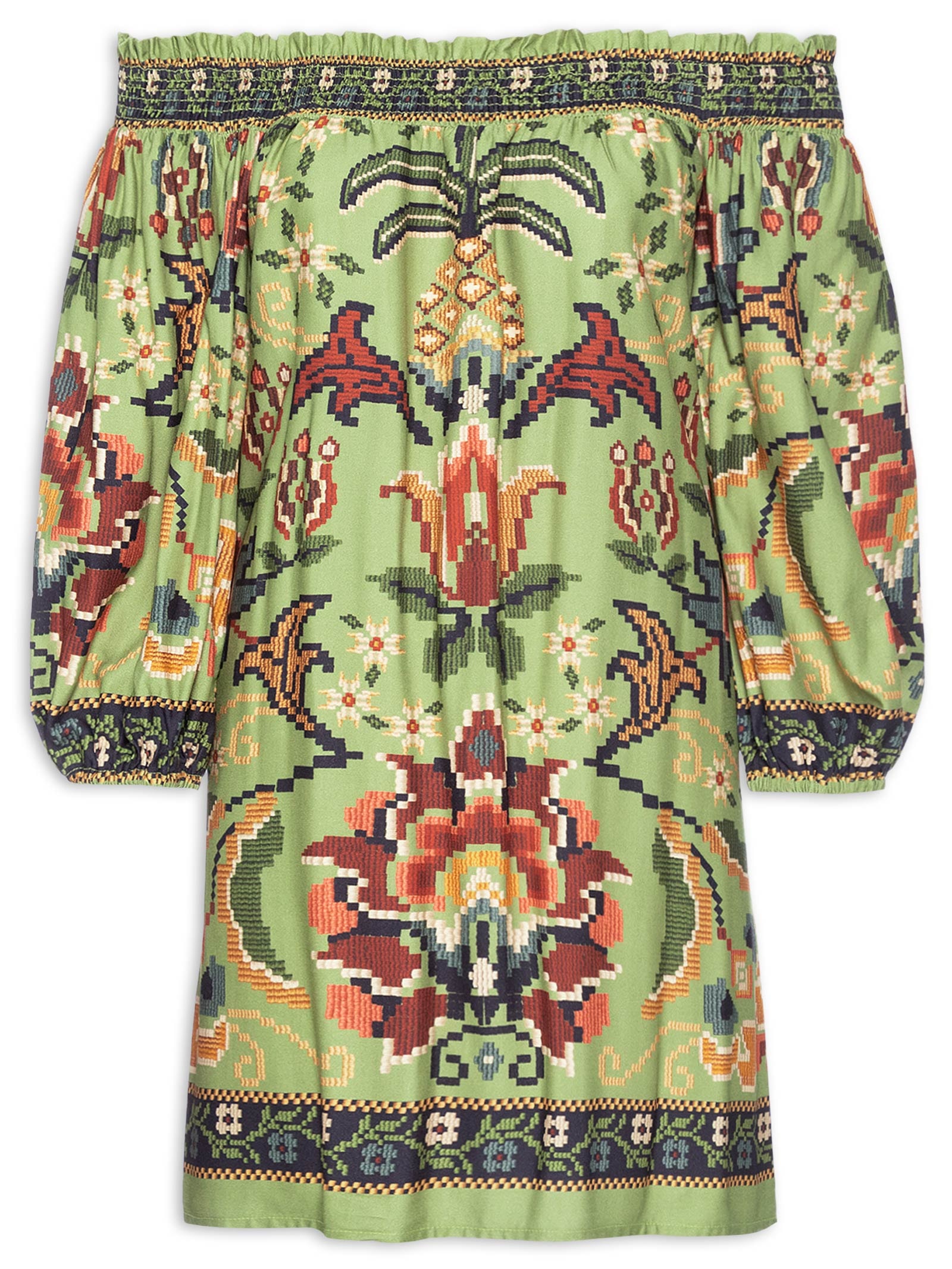 Vestido Curto Flor De Jardim Verde Farm