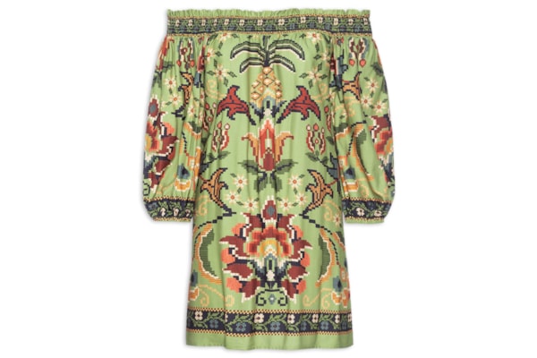 Vestido Curto Flor De Jardim - Verde