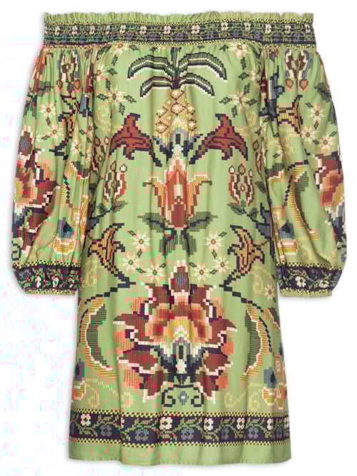 Vestido Curto Flor De Jardim – Verde