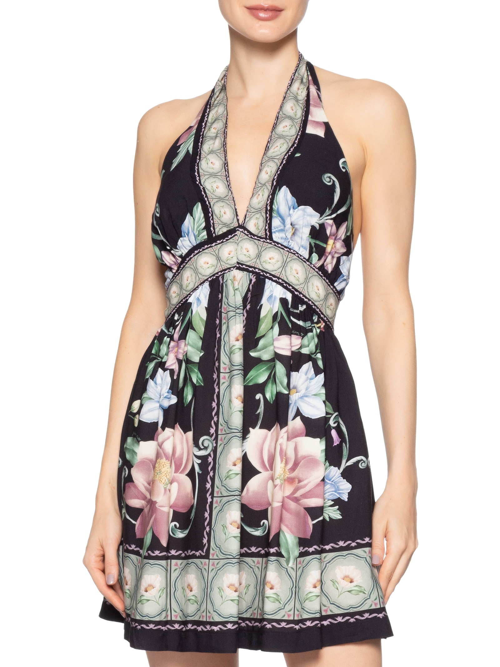 Vestido Curto Flor de Outono Preto Farm