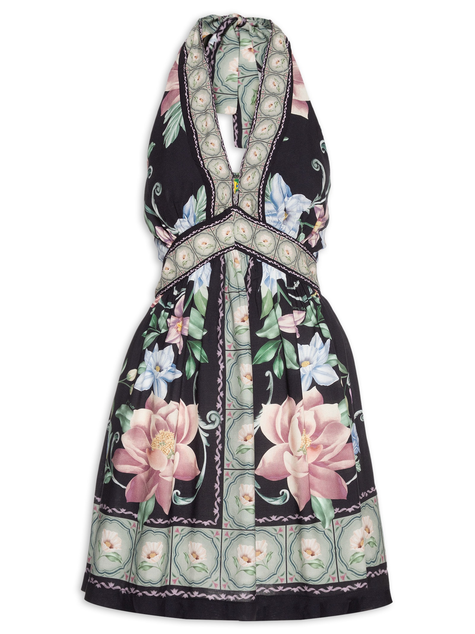 Vestido Curto Flor de Outono – Preto Farm
