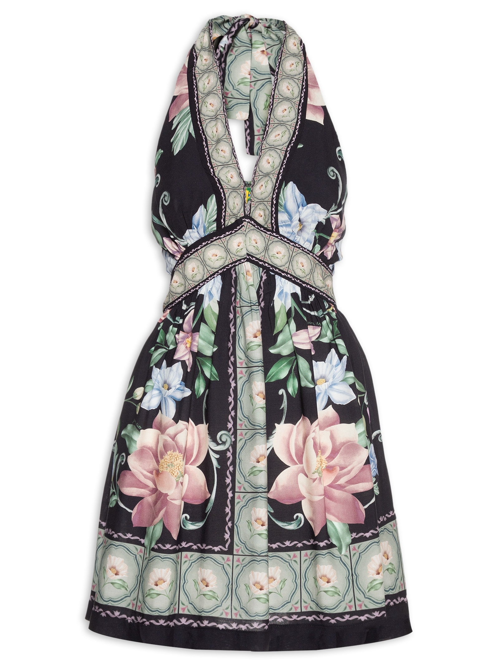 Vestido Curto Flor de Outono – Preto Farm