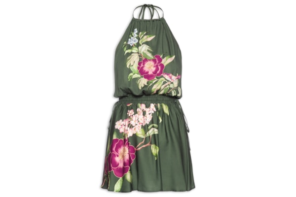 Vestido Curto Flor de Pássaro – Verde