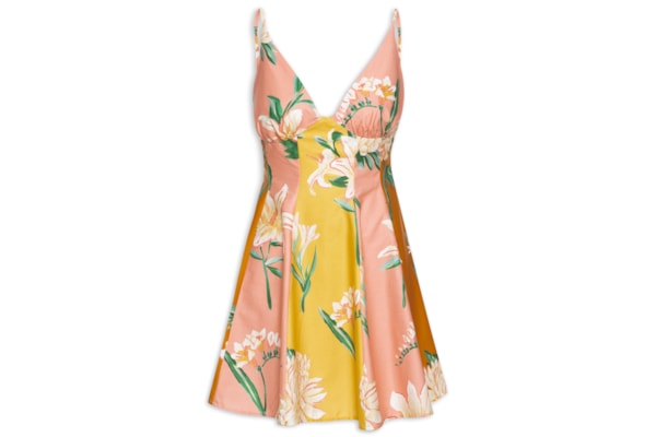 Vestido Curto Floral Alice - Amarelo