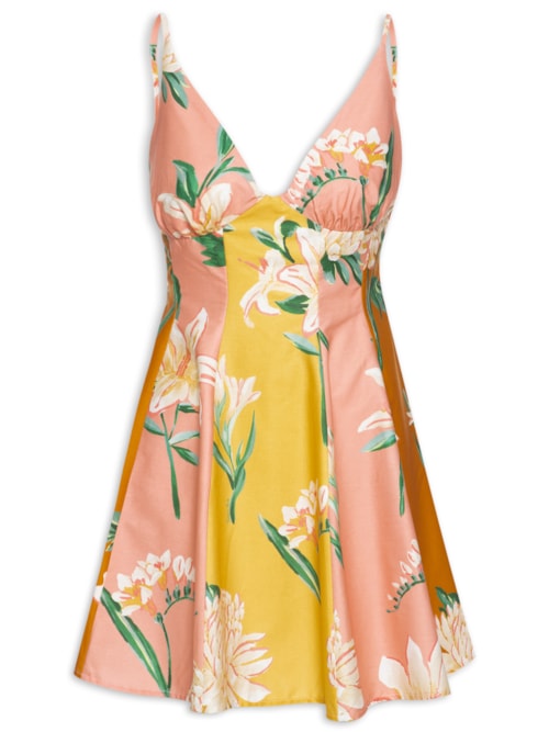 Vestido Curto Floral Alice – Amarelo