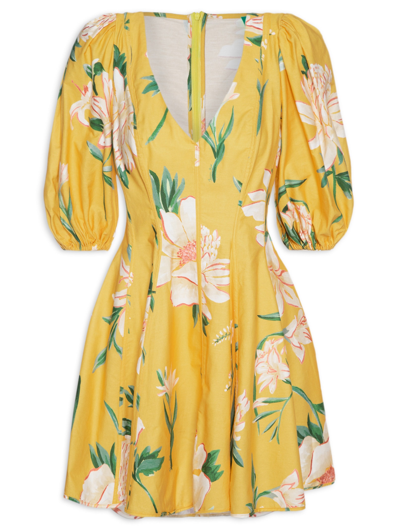 Vestido Curto Floral Alice Amarelo Farm