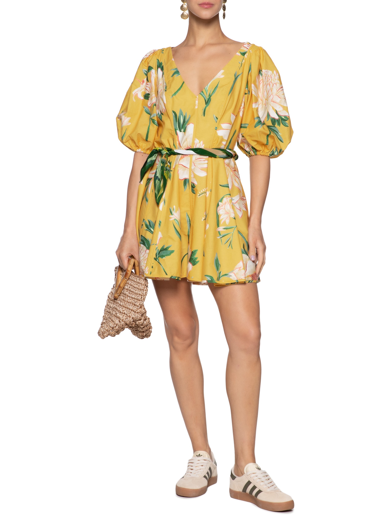 Vestido Curto Floral Alice Amarelo Farm