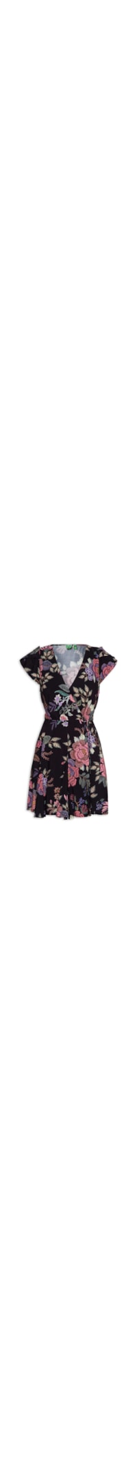 Vestido Curto Floral Berlim - Preto