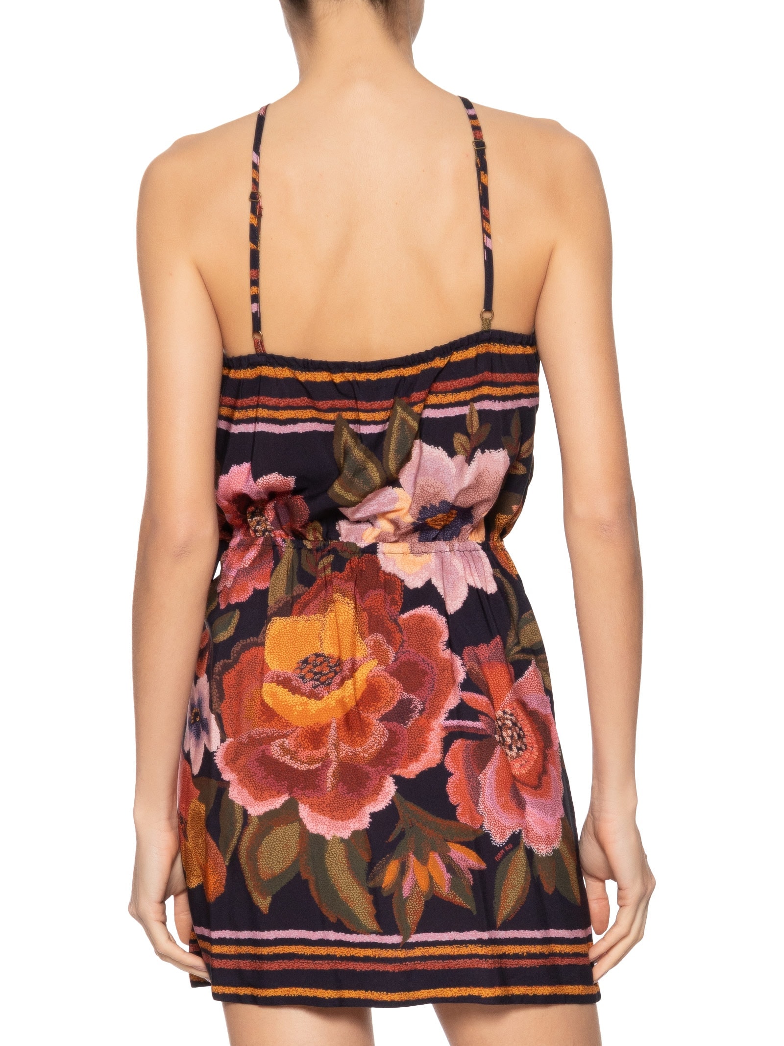 Vestido Curto Floral Cleo Preto Farm