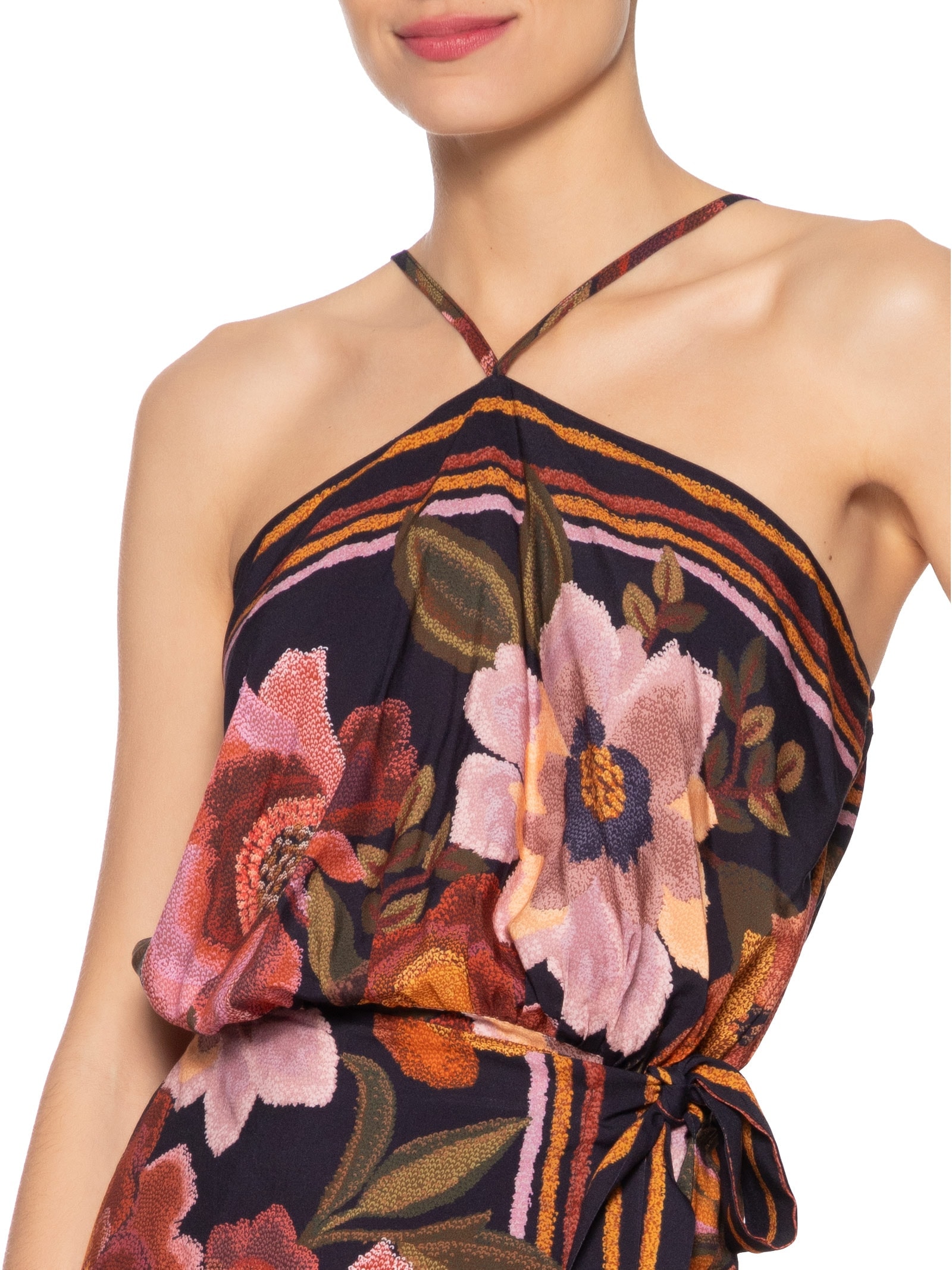 Vestido Curto Floral Cleo Preto Farm