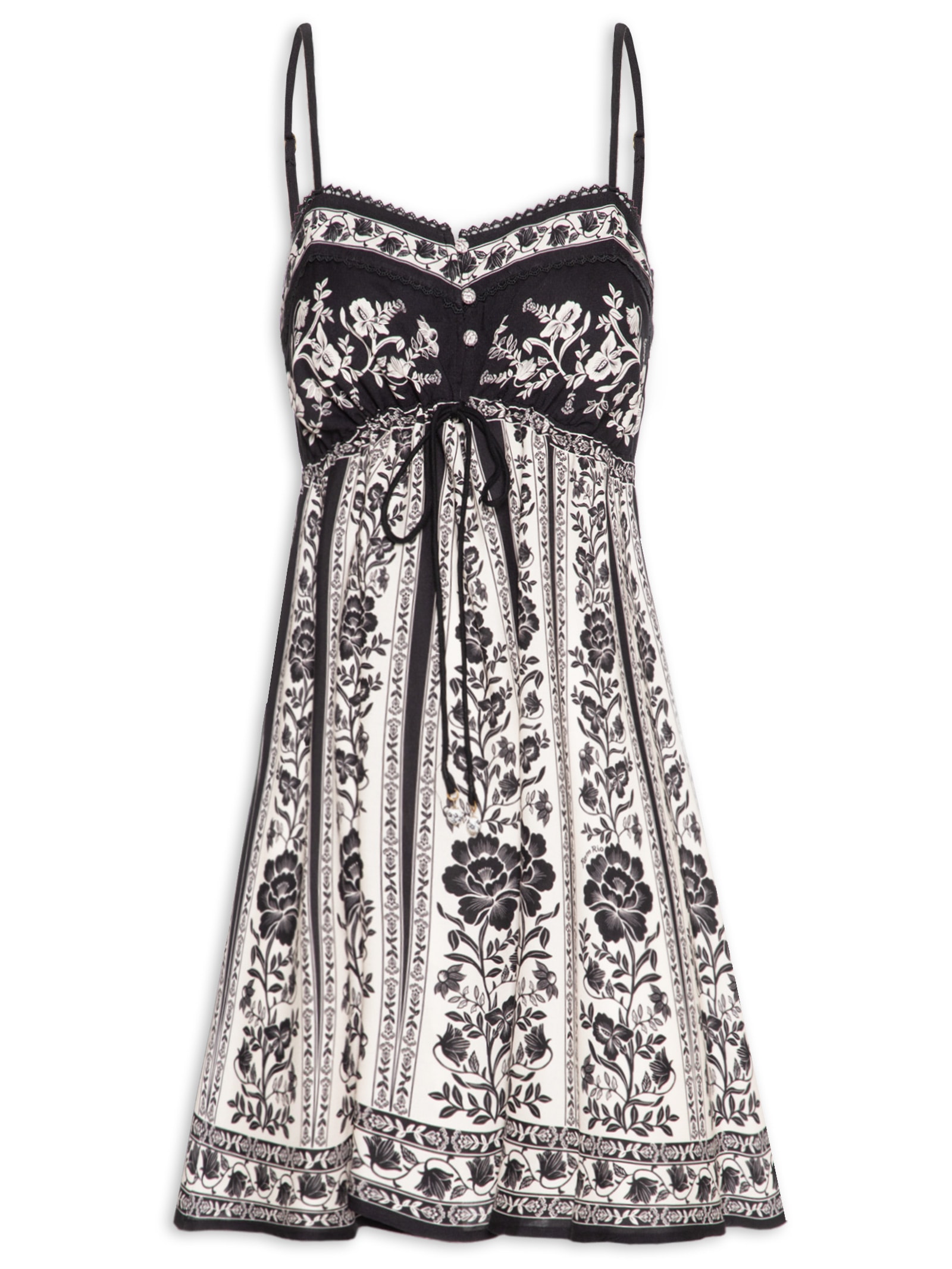 Vestido Curto Floral Delicado Preto Farm