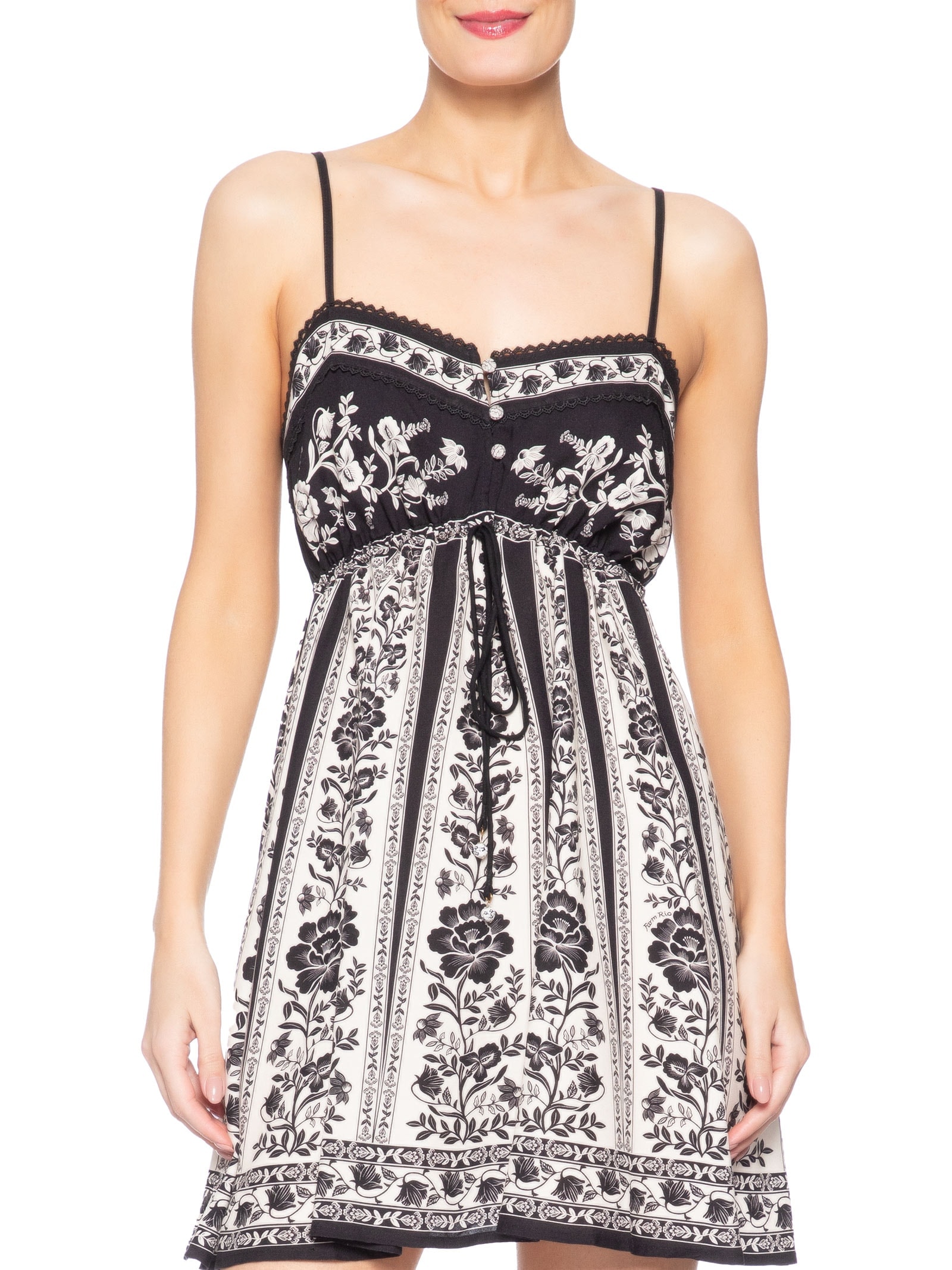 Vestido Curto Floral Delicado Preto Farm