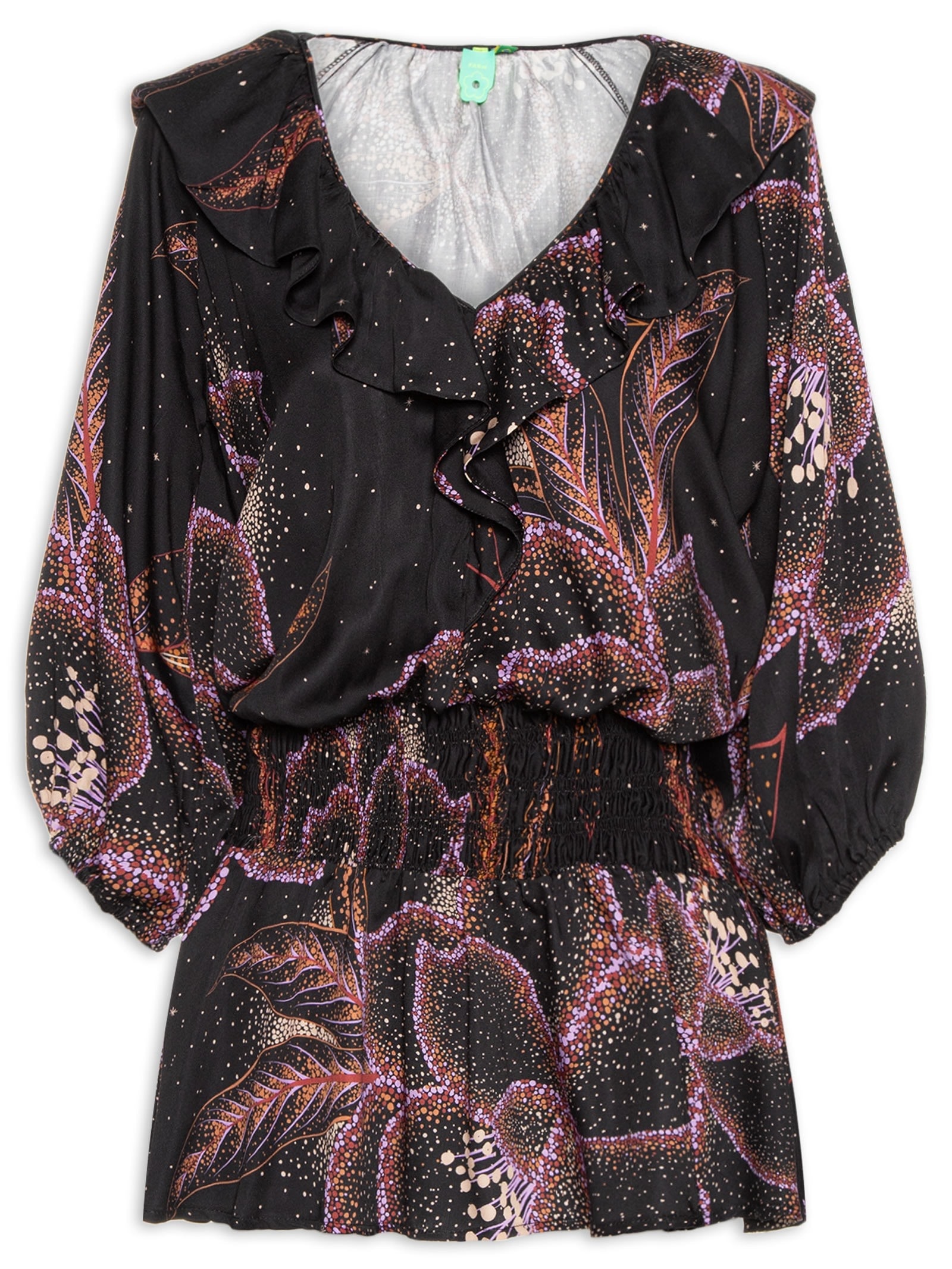 Vestido Curto Floral Estela Preto Farm