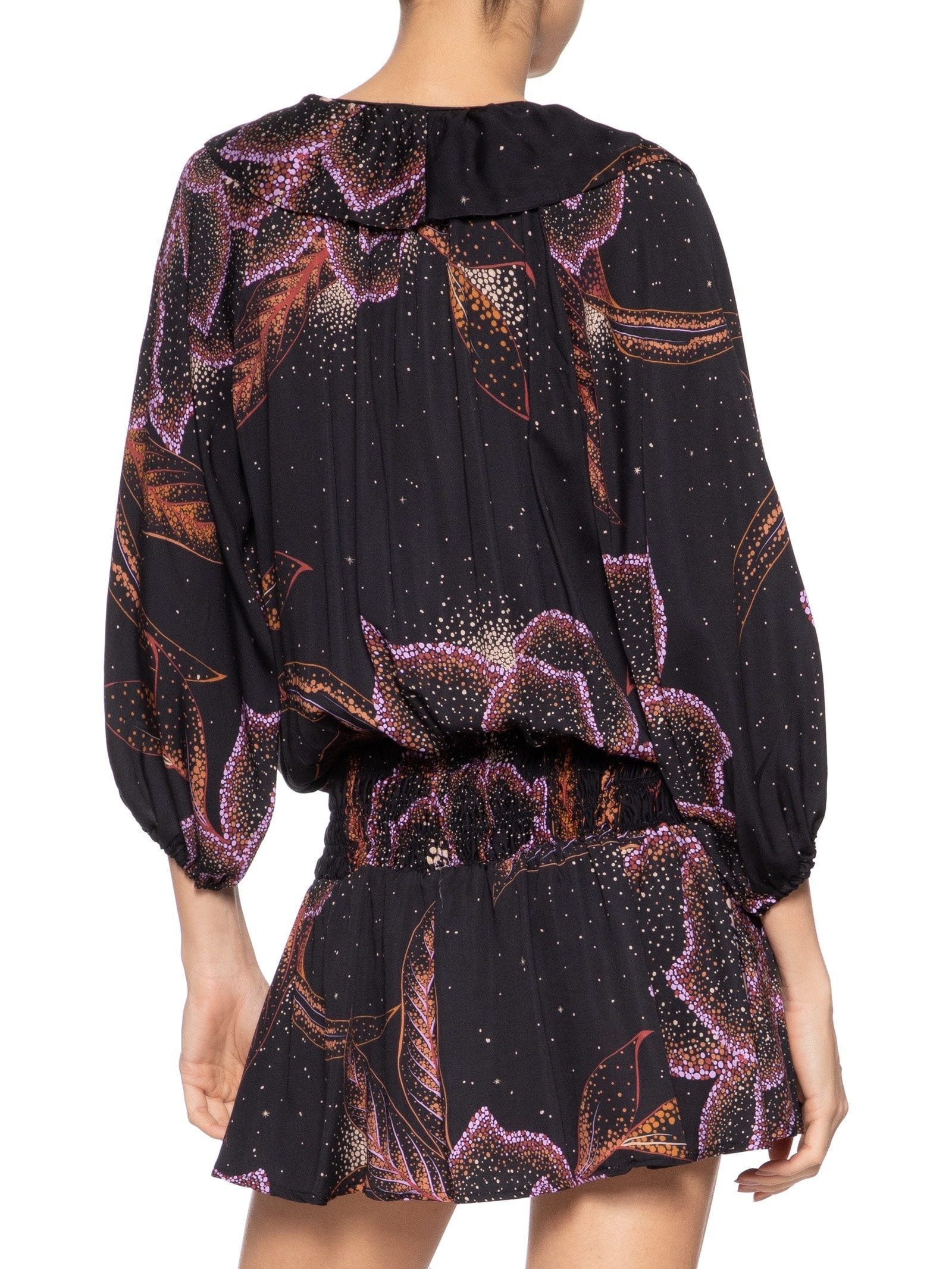 Vestido Curto Floral Estela Preto Farm