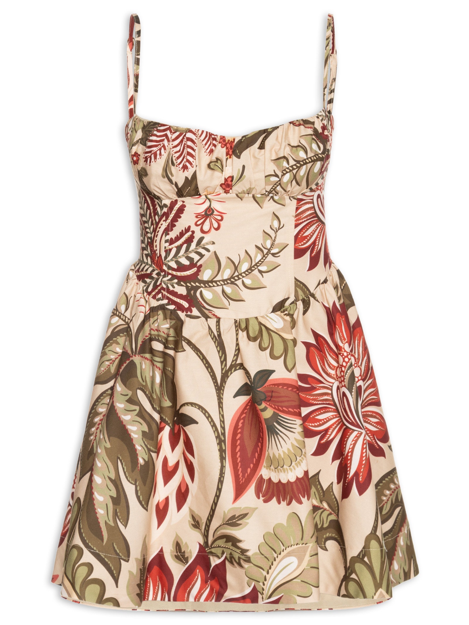 Vestido Curto Floral Ligia Bege Farm