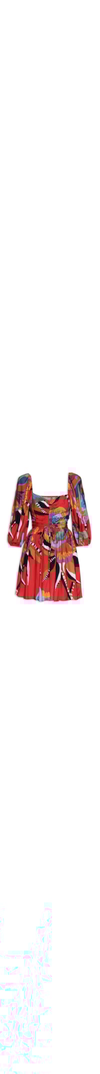 Vestido Curto Floral Lúcia - Vermelho