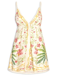 Vestido Curto Floral Nusa - Bege by FARM