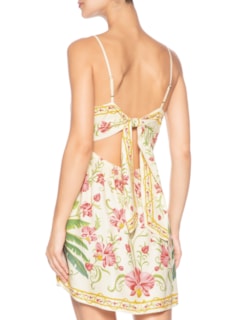 Vestido Curto Floral Nusa - Bege by FARM