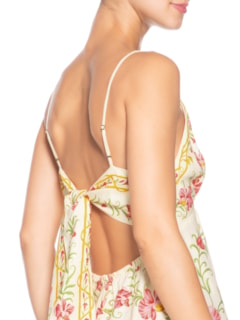 Vestido Curto Floral Nusa - Bege by FARM