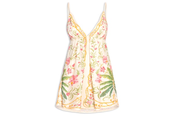 Vestido Curto Floral Nusa - Bege