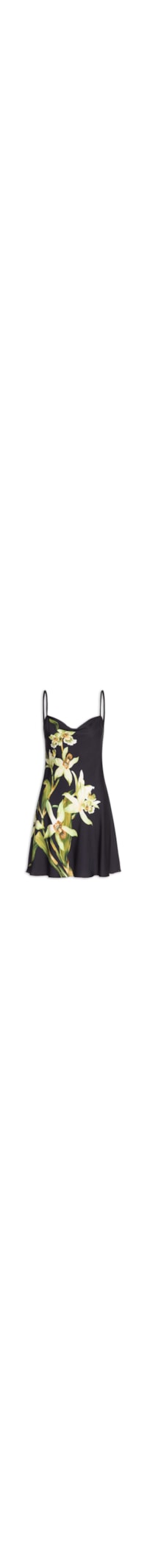 Vestido Curto Floral Orquídea - Preto