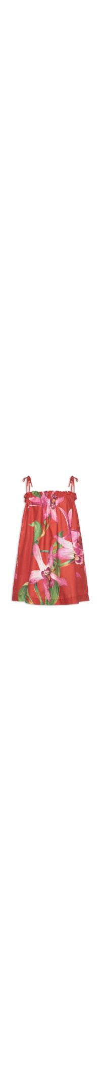 Vestido Curto Floral Orquídea - Vermelho