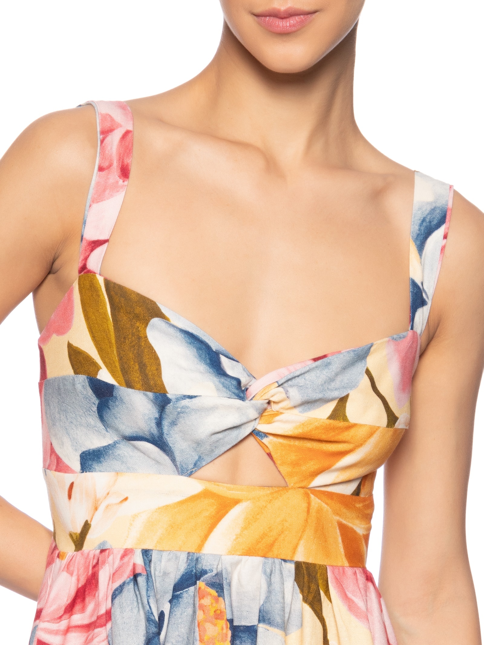 Vestido Curto Floral Rebeca Amarelo Farm