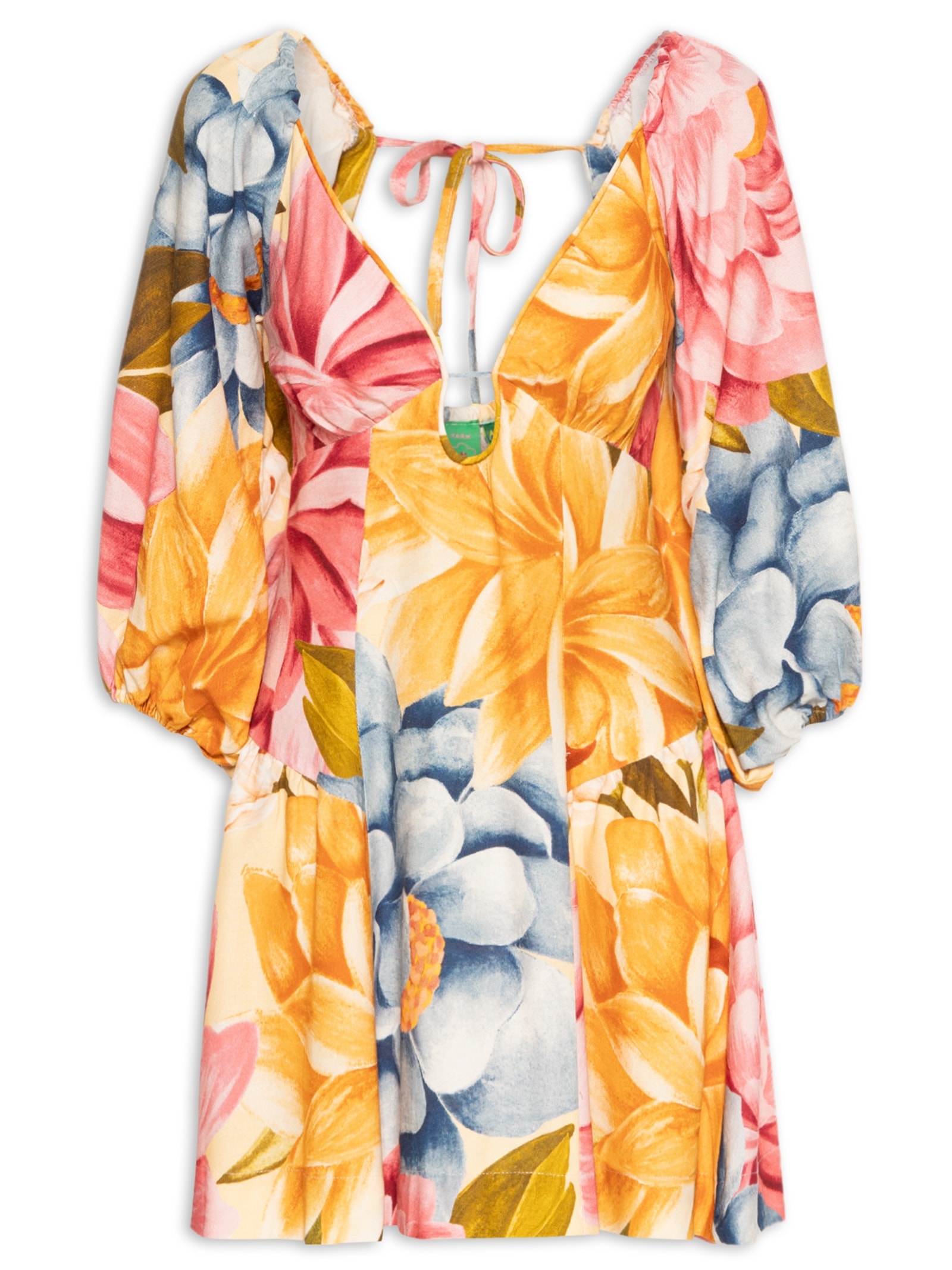 Vestido Curto Floral Rebeca Amarelo Farm